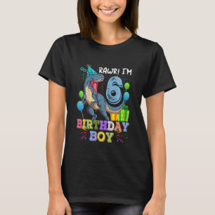 Kinder 6th Birthday Rawi I m 6 Rex Dinosaur Party  T-Shirt