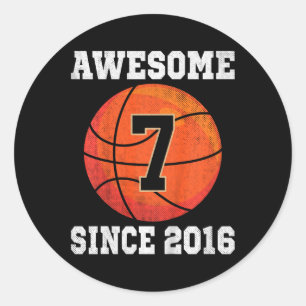 Kinder 7. Geburtstag Basketball Lover 7 Jahre alte Runder Aufkleber