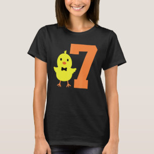 Kinder 7. Geburtstag Huhn Thema Süß 7 Jahre alt B T-Shirt