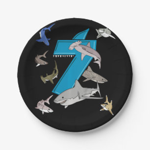 Kinder 7. Geburtstag Jungen Hai Weiße Haie Pappteller