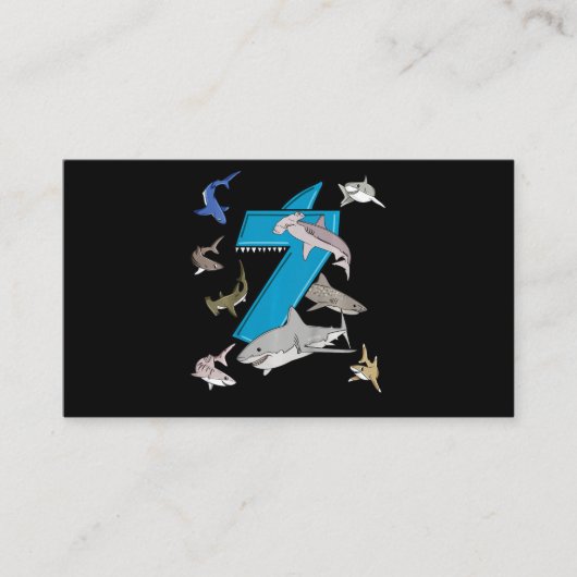 Kinder 7. Geburtstag Jungen Hai Weißer Hai Begleitkarte (Vorderseite)