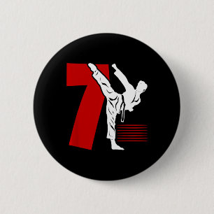 Kinder 7. Geburtstag Karate 7 Jahre alte Karate-Ge Button