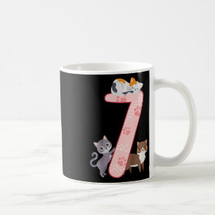 Kinder 7. Geburtstag Mädchen Katzen Outfit 7 Jahre Kaffeetasse