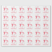 Kinder 7. Geburtstag Niedlich rosa Flamingo Geschenkpapier (Flach)