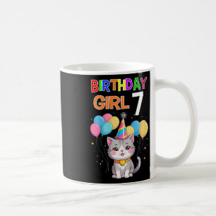 Kinder 7. Geburtstag Shirt Funny Cat 7 Jahre Katze Kaffeetasse