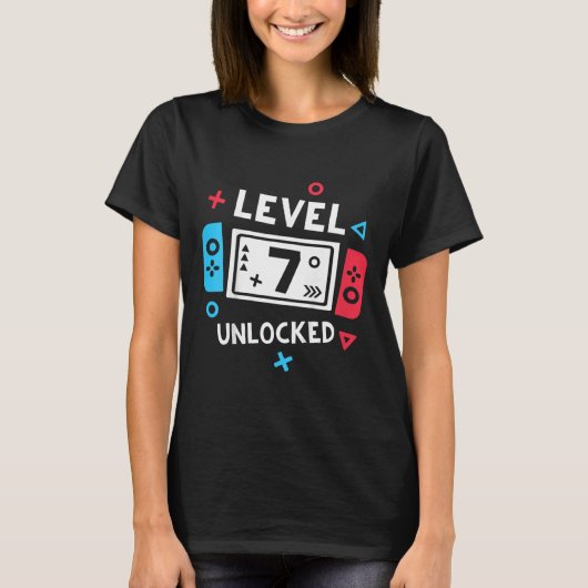 Kinder 7. Geburtstag Shirt Junge Stufe 7 Entsperrt (Vorderseite)
