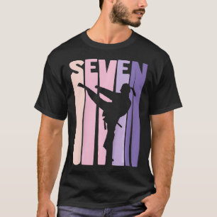 Kinder 7 Geburtstagsgeschenk Karate Retro Taekwond T-Shirt