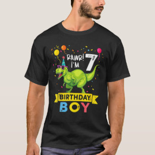 Kinder 7 Jahre alt 10. Geburtstag Junge T Rex Dino T-Shirt