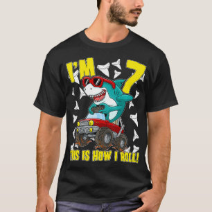 Kinder 7 Jahre alt 4. Geburtstag Monster Truck Din T-Shirt