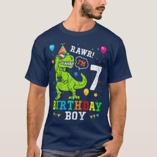 Kinder 7 Jahre alt 7. Geburtstag Junge Re Dinosaur T-Shirt