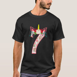 Kinder 7 Jahre alt 7. Geburtstag Mädchen Einhorn G T-Shirt