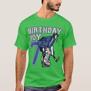 Kinder 7 Jahre alt Eishockey Goalie Thema Geburtst T-Shirt