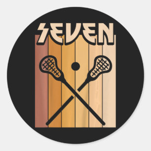Kinder 7 Jahre alt Lacrosse Geburtstagskind Mädche Runder Aufkleber