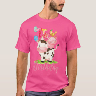 Kinder 7 Jahre alt Mädchen Landtiere ihre 7. Gebur T-Shirt