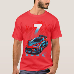Kinder 7 Jahre alt Rennen 7. Geburtstagsfeier Renn T-Shirt