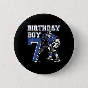 Kinder 7 Jahre alte Eishockey-Themen-Geburtstagsfe Button