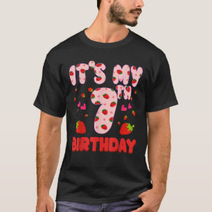 Kinder 7 Jahre alte Erdbeeren Geburtstagsmädchen S T-Shirt