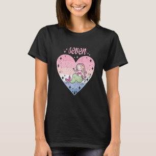 Kinder 7 Jahre alte Niedliche Meerjungfrau Geburts T-Shirt