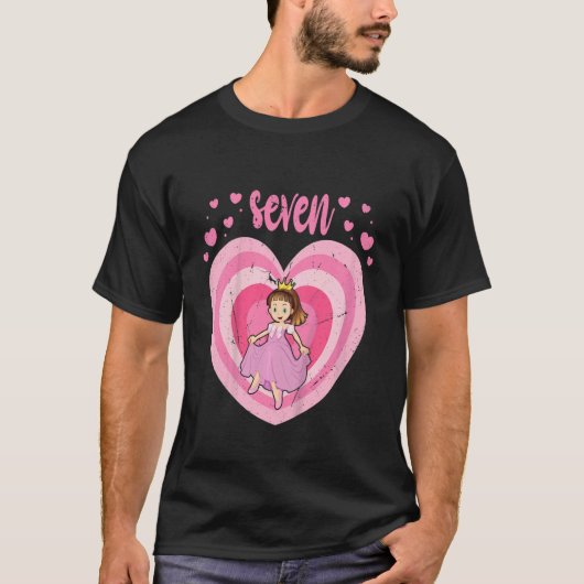 Kinder 7 Jahre alte Niedliche Prinzessin Geburtsta T-Shirt (Vorderseite)