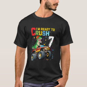 Kinder 7 Jahre alter Monster Truck Dinosaurier 7. T-Shirt