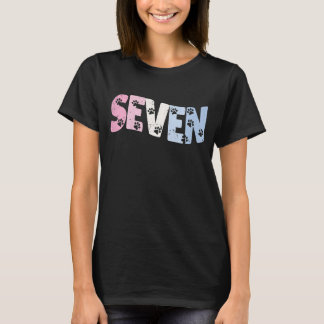 Kinder 7 Jahre alter Niedlicher Hund Paw Geburtsta T-Shirt