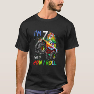 Kinder 7 Jahre Altes Einhorn Monster Truck 7. Gebu T-Shirt