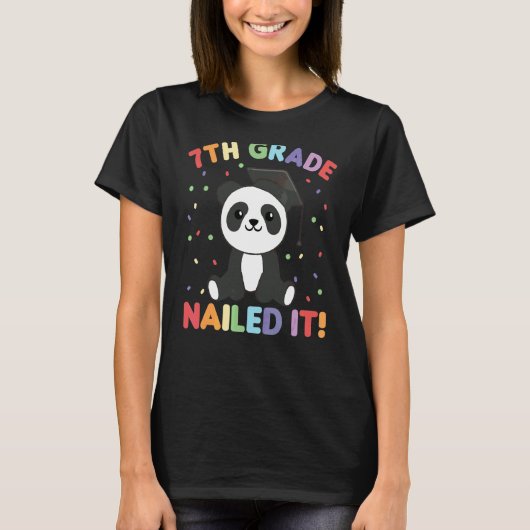 Kinder 7. Klasse Nails It Panda Abschluss T-Shirt (Vorderseite)