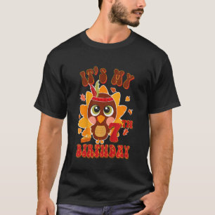 Kinder 7th Birthday Outfit Girl Boy Little Turkey  T-Shirt