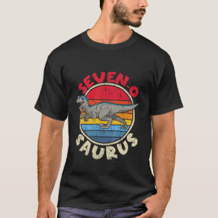 Kinder 7th Birthday Seven O Saurus I Velociraptor  T-Shirt
