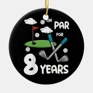 Kinder 8. Geburtstag Golf Funny Golfer 8 Jahre alt Keramik Ornament