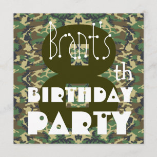 Kinder 8. Geburtstag Individuelle Name CAMOUFLAGE  Einladung