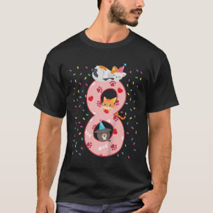 Kinder 8. Geburtstag Mädchen Niedliche Katzenoutfi T-Shirt