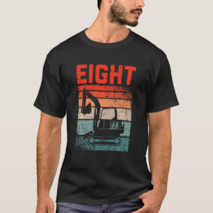 Kinder 8. Geburtstag Retro Bagger Bau Veh T-Shirt