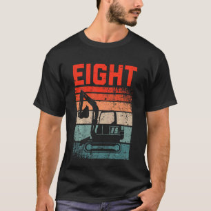 Kinder 8. Geburtstag Retro Bagger Bau Veh T-Shirt