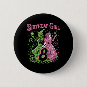 Kinder 8. Geburtstag Rosa und Grün 8 Jahre alt Button