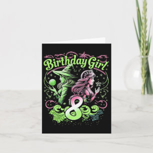 Kinder 8. Geburtstag Rosa und Grün 8 Jahre alt Karte