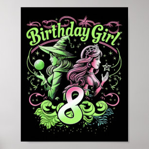 Kinder 8. Geburtstag Rosa und Grün 8 Jahre alt Poster