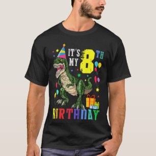 Kinder 8 Jahre alt 8. Geburtstag Junge Rex Dinosau T-Shirt
