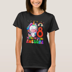 Kinder 8 Jahre Alte Mädchen Teens Einhorn 8. Gebur T-Shirt