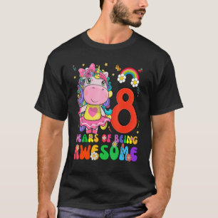 Kinder 8 Jahre Alte Mädchen Teens Einhorn 8. Gebur T-Shirt