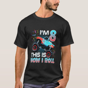 Kinder 8th Birthday Monster Truck Birthday Boy 8 Y T-Shirt