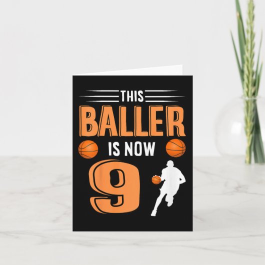 Kinder 9. Geburtstag Basketball Outfit Dieser Ball Karte (Vorderseite)