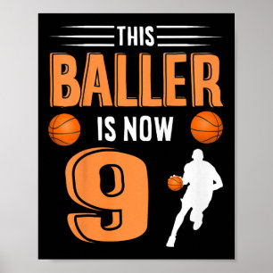 Kinder 9. Geburtstag Basketball Outfit Dieser Ball Poster
