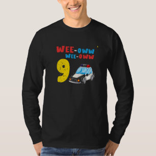 Kinder 9. Geburtstag Junge Polizist Auto Themed Bi T-Shirt