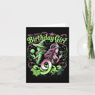 Kinder 9. Geburtstag Rosa und Grün 9 Jahre alt Karte