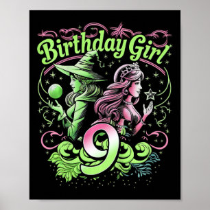 Kinder 9. Geburtstag Rosa und Grün 9 Jahre alt Poster