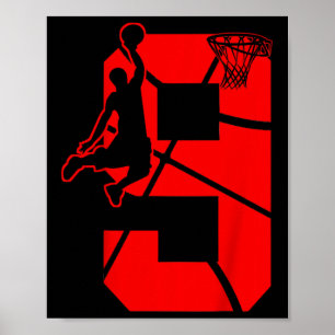 Kinder 9 Jahre alt 9. Basketball GeburtstagspartyT Poster