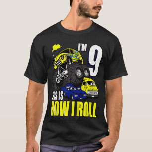 Kinder 9 Jahre alt 9. Geburtstag Monster Trucks Ju T-Shirt