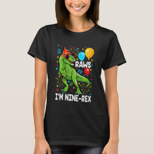 Kinder 9 Jahre alt 9 Rex 9. Geburtstag Junge Dino T-Shirt