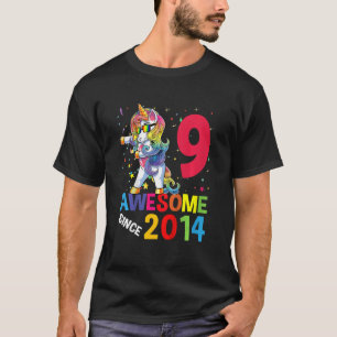 Kinder 9 Jahre alt Einhorn Dabbing 9. Geburtstagsk T-Shirt